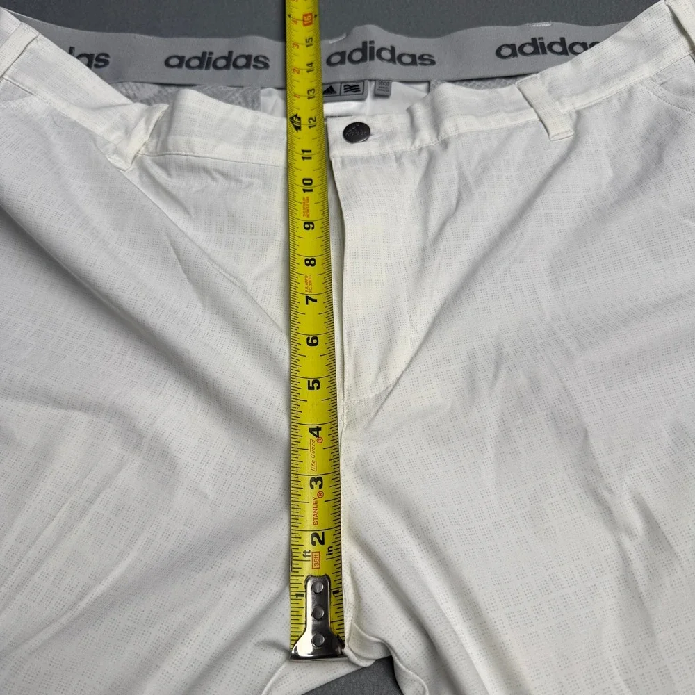 Adidas Mens Golf Pants White Micro Grid Performance Flat Front 38x30